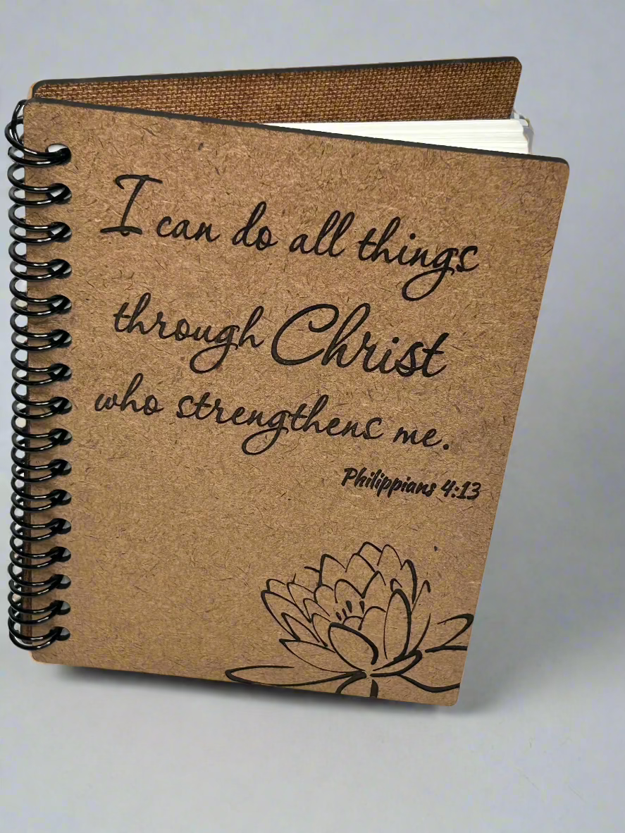 Wooden Spiral Journal - Strength (Dark Brown)