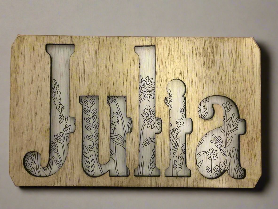 Wooden Name Cutout Puzzle Board