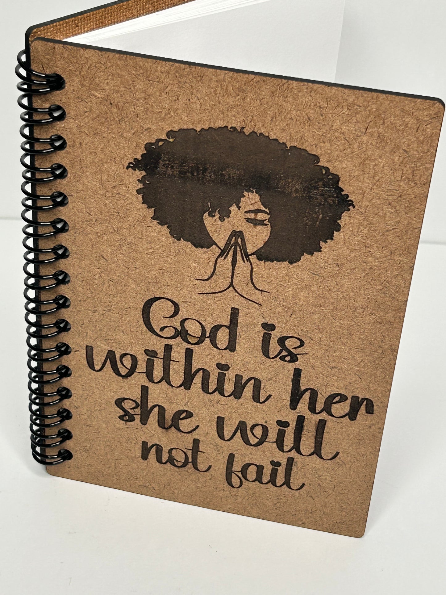 Wooden Spiral Journal - God Within Her
