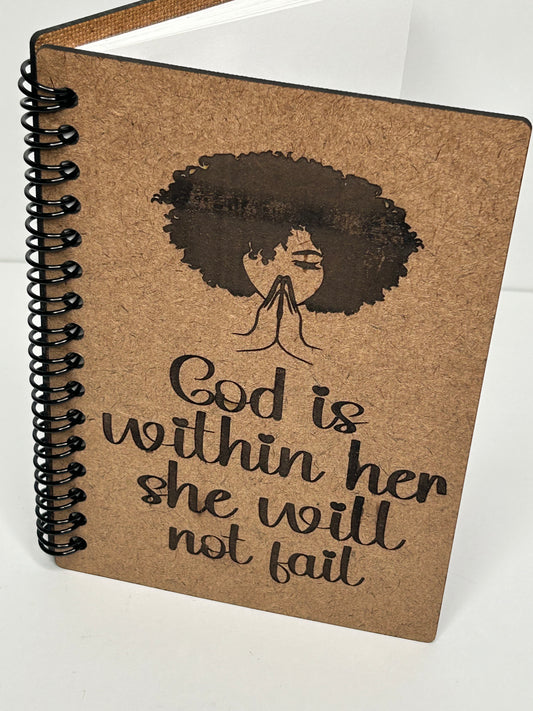 Wooden Spiral Journal - God Within Her